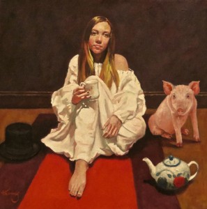 Lyndel Thomas_Tea for Two_Oil on canvas_40.64 cm x 40.64cm copy