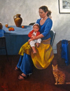 MOTHER LOVE - Oil on canvas - Artist for Unicef exhibition - Italy